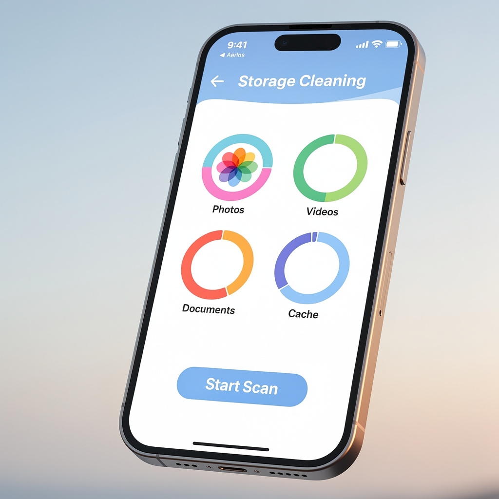 Cleaner app main dashboard showing storage breakdown and scan results