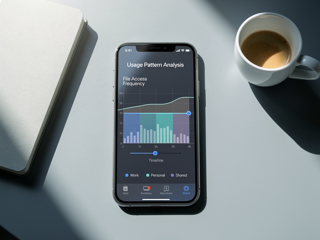 Cleaner app displaying usage pattern analysis and intelligent file recommendations on iPhone screen